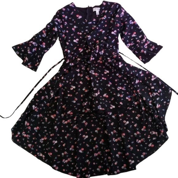 Speechless Kids, Size 7 Hi-Low Black Floral Romper - Picture 1 of 9